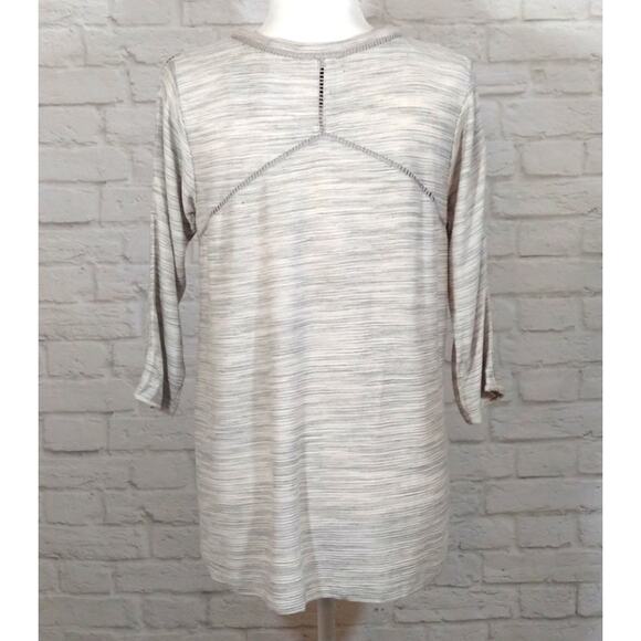 W Buckle BKE Striped Marled Heather Grey V Neck Oversized Top Tee Shirt NWT XS - Picture 7 of 8